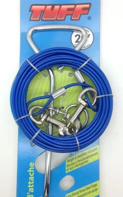 Ensemble Piquet Et Câble D'Attache En Acier Pour Moyens Chiens Tuff