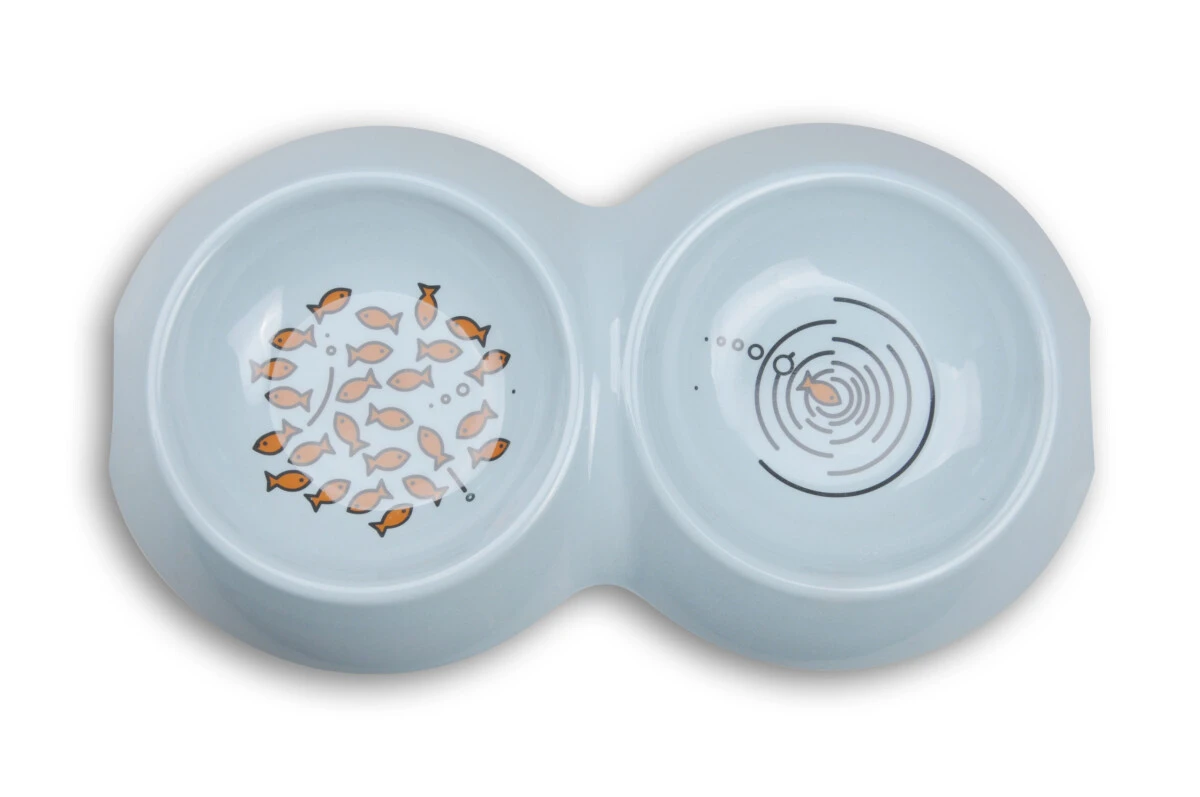 Bol double Ecoware avec motifs de poissons - Van Ness Bol Double Ecoware Avec Motifs De Poissons - Van Ness -Animobouffe Magasin D1052 2 optimize