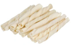 Bâton De Cuir Blanc Torsadé 5" X 9-10mm Pour Chien - 100/paquet