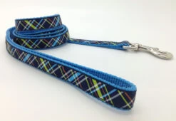 Laisse De Nylon Avec Motif à Carreaux Bleu - Pet Attire