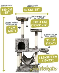 Arbre A Chat Gris à Trois Niveaux 55'' - Aristokatz 3 Arbre A Chat Gris à Trois Niveaux 55'' - Aristokatz -Animobouffe Magasin ar1002 4 optimize