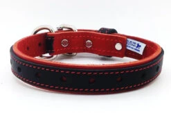 Collier De Cuir Double Noir Et Rouge De Luxe Pour Chien - Arizona