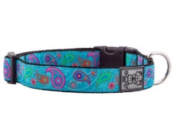 Collier De Nylon Ajustable Avec Motifs Paisley Turquoise Pour Animaux - Rc Pets