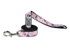 Laisse De Nylon Avec Motifs Pattes Rose Pour Animaux - Rc Pets