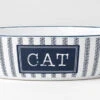Bol En Céramique Rayé Blanc Et Bleu Marin Pour Chats - Petrageous