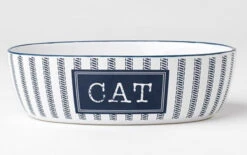 Bol En Céramique Rayé Blanc Et Bleu Marin Pour Chats - Petrageous