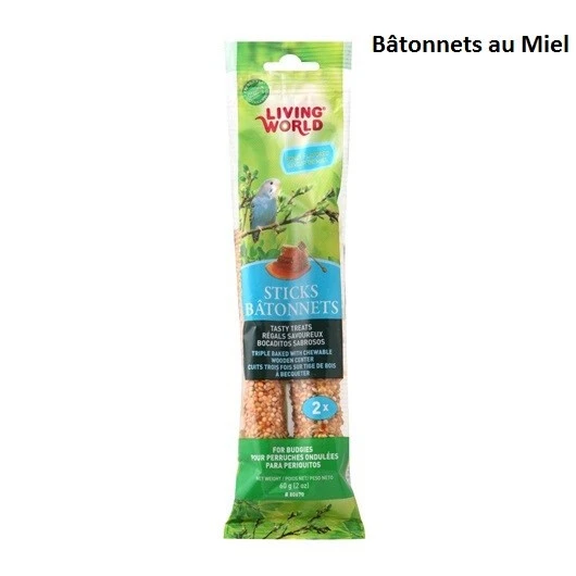 Bâtonnets à Becqueter au Miel pour Perruches 60gr - Living World Bâtonnets à Becqueter Au Miel Pour Perruches 60gr - Living World -Animobouffe Magasin hg80670 1 optimize