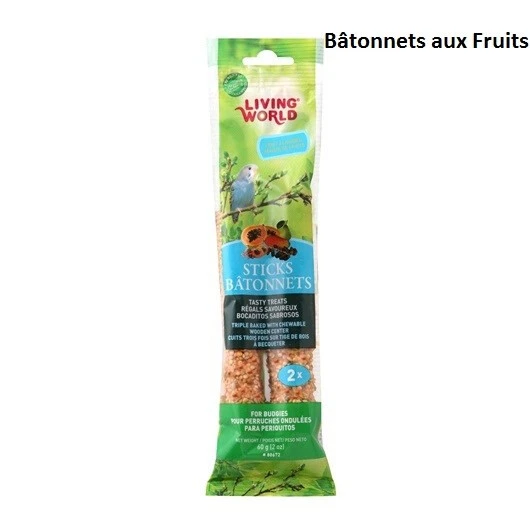 Bâtonnets à Becqueter au Fruit pour Perruche 60gr - Living World Bâtonnets à Becqueter Au Fruit Pour Perruche 60gr - Living World -Animobouffe Magasin hg80672 1 optimize