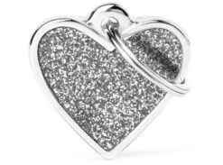 Médaille Pour Animaux Petit Coeur Gris Brillant - MyFamily